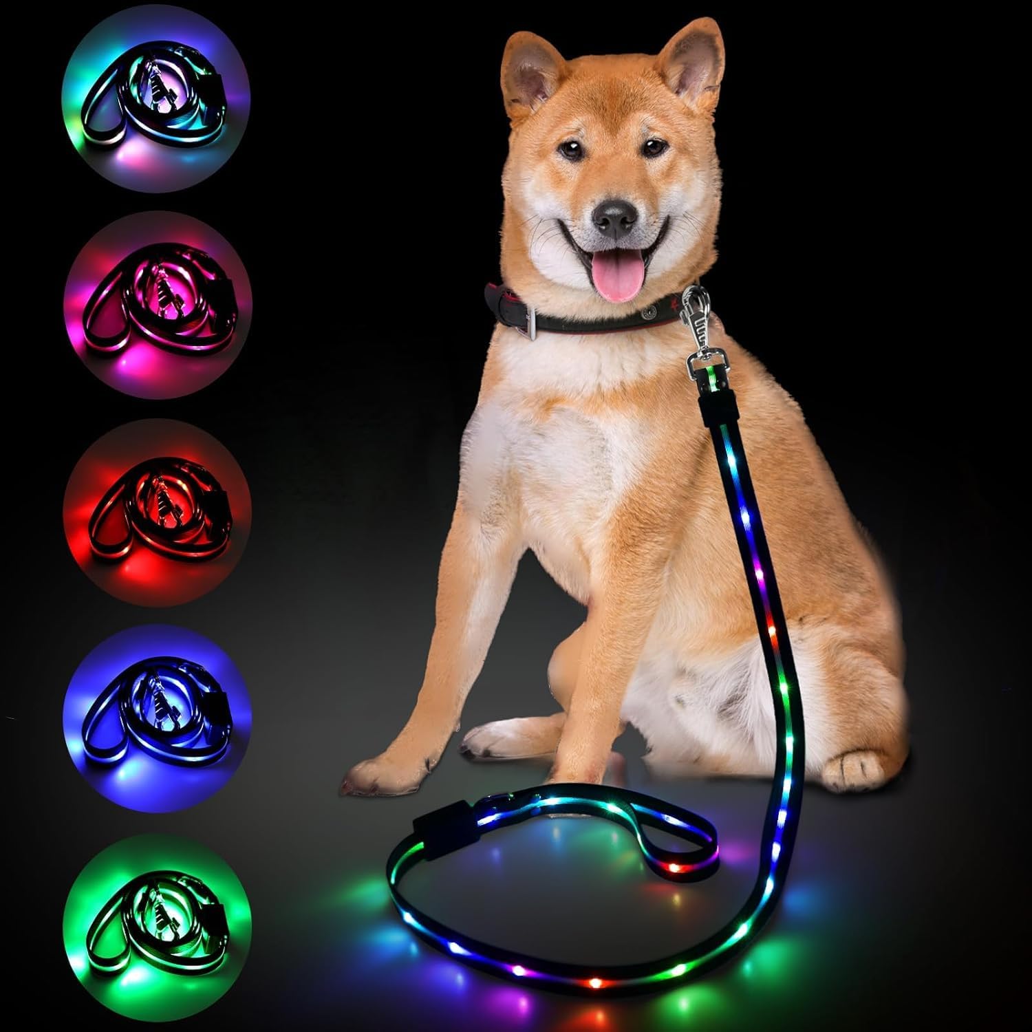 Amazon | Sazuik 犬 リード 光る 12つ発光モード 散歩 ライト 多色発光