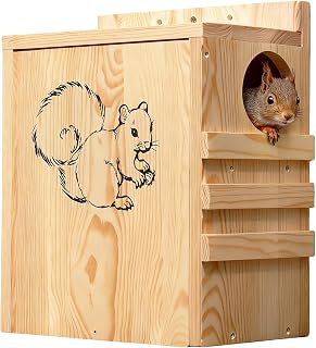 Wooden Squirrel Houses for Outside, Large Squirrel Nesting Box for Outdoor
