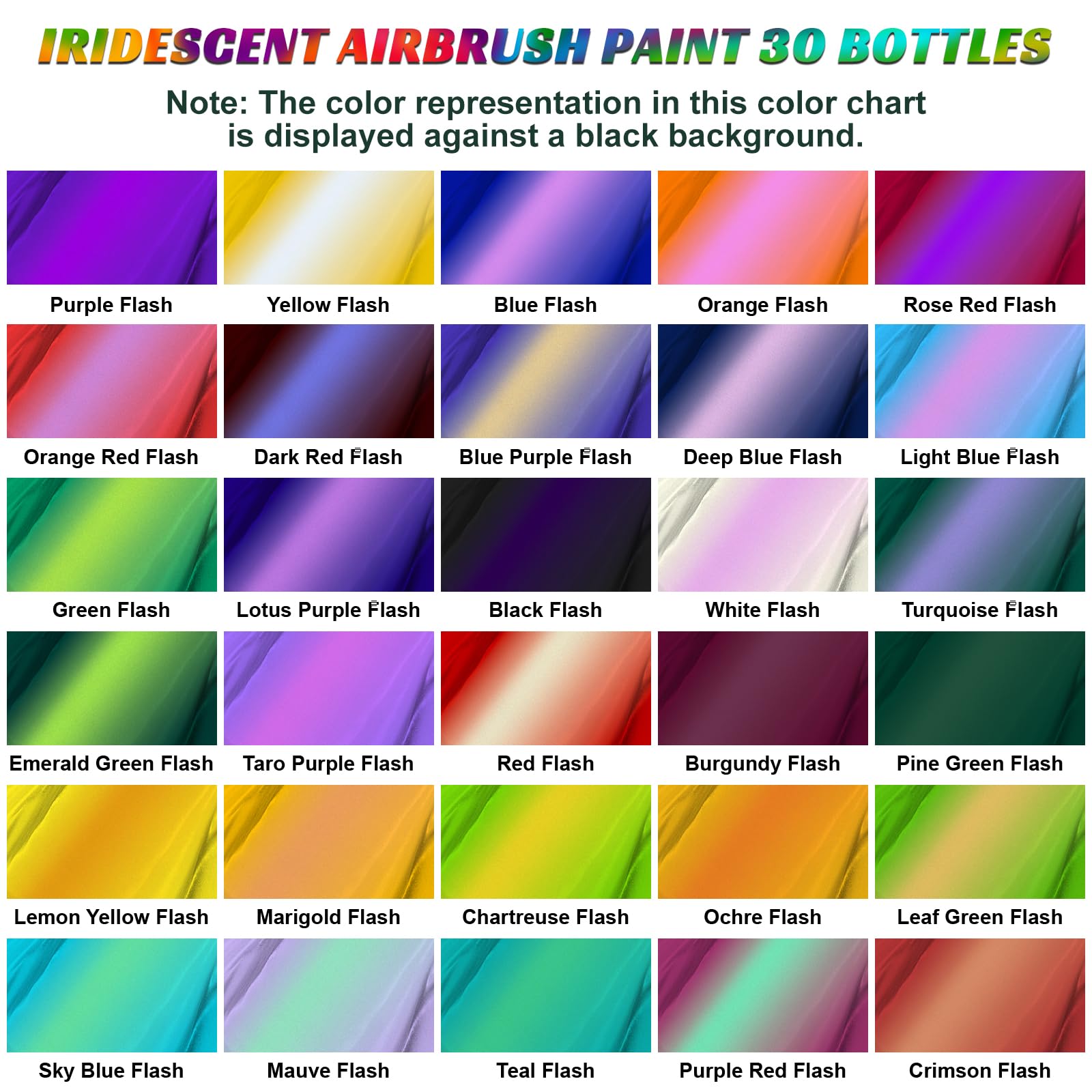 HOMY ARTY Opalizująca farba Airbrush zestaw 30 kolorów z podkładem o pojemności 120 ml | Rozcieńczalnik 120 ml, gotowy do rozpylania, farby opalizujące, farby akrylowe na bazie wody do plastiku, płótna, drewna