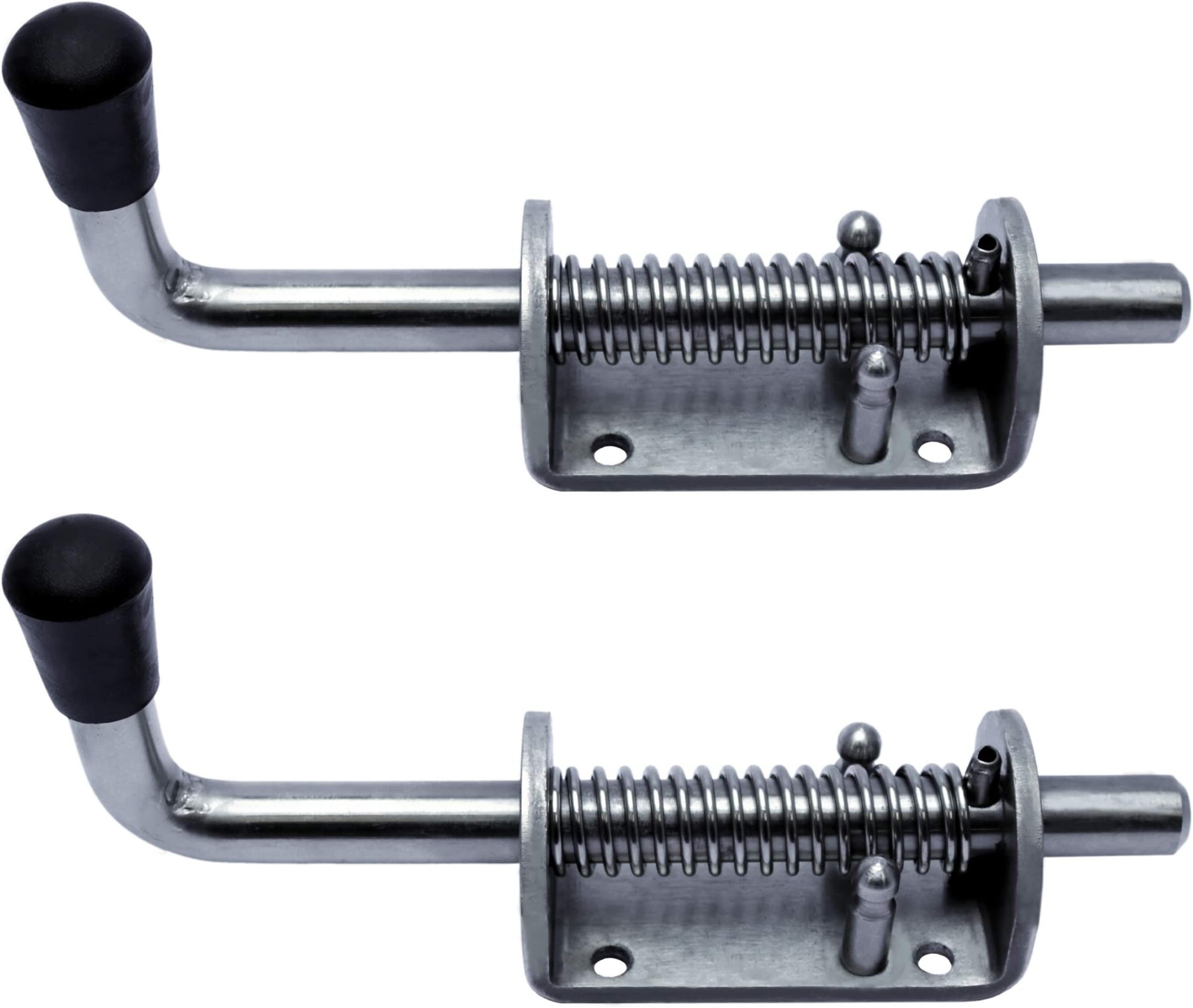 TCHHardware 2 Pack Stainless Steel Heavy Duty Barrel Bolt Lock - Spring Loaded Latch Locking 6.5 Inch x 0.5 Rod with Grip - Gate Shed Door Tailgate Trailer Garage