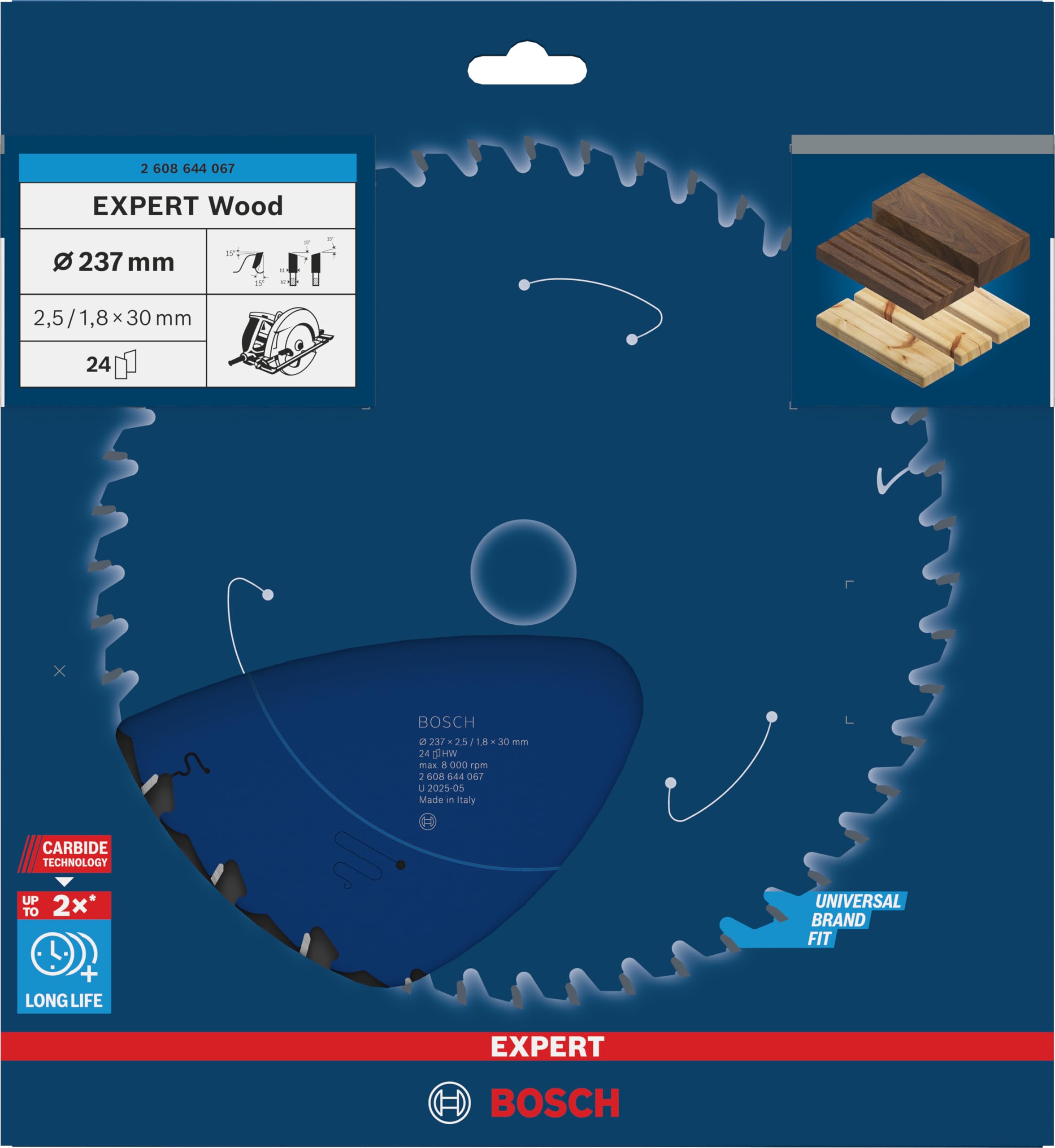 Bosch 2608644019 EXWOH 24 Tooth Top Precision Circular Saw Blade, 0 V, Blue - View #12