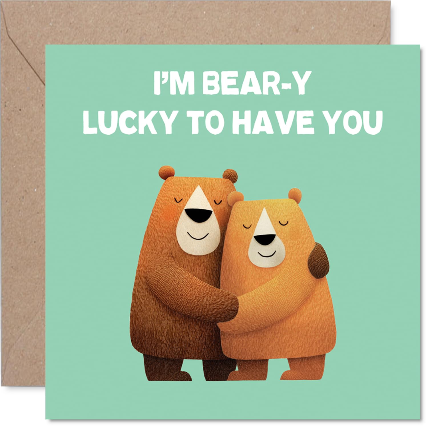 Cute Anniversary Card - Bear-y Lucky - Adorable Happy Anniversary Card for Women Men, 145mm Joke Humour Anniversaries Greeting Cards
