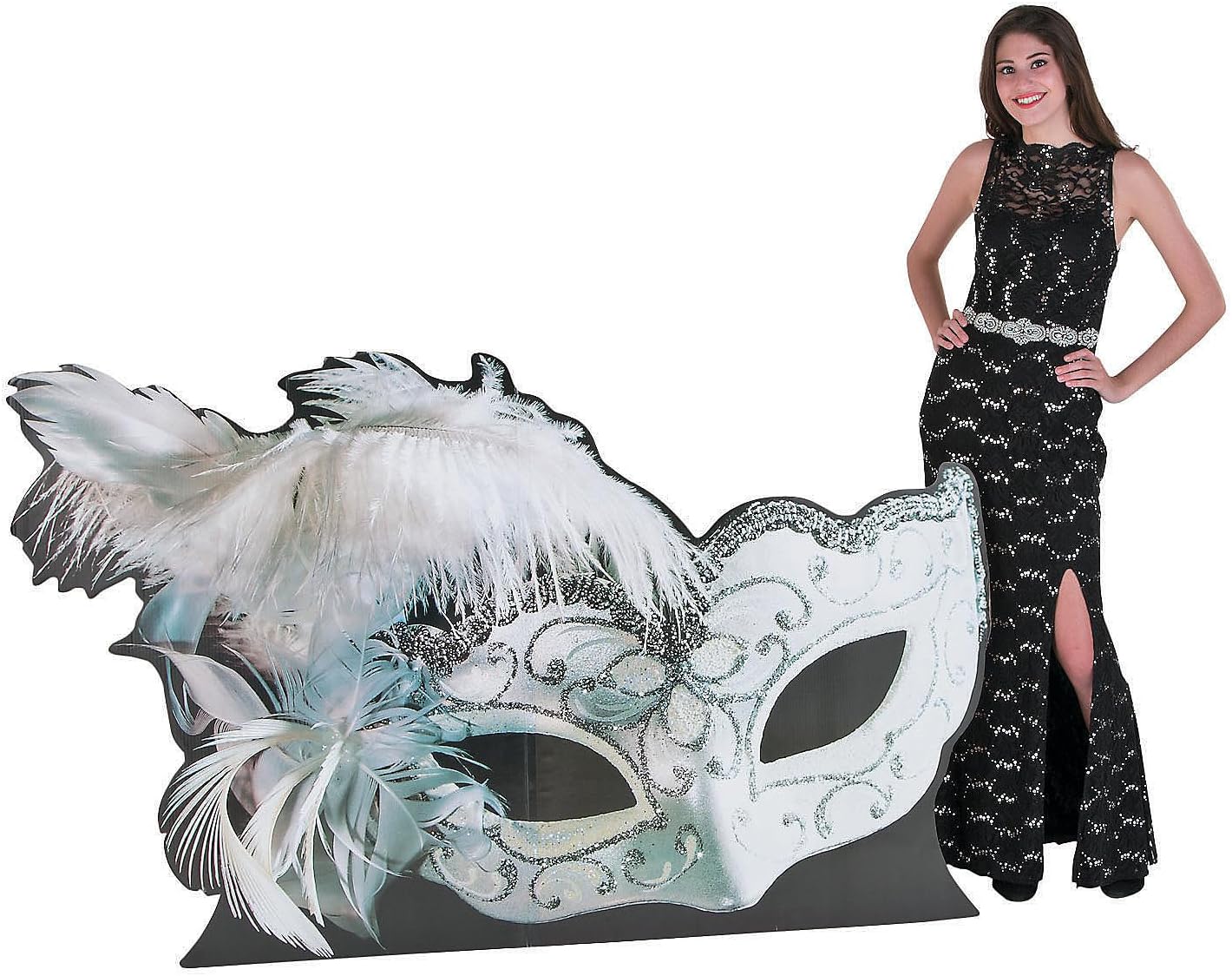 Fun Express Masquerade Ball Decorations Life Size Cardboard Cutout - 72" x 45" Giant Mask Standee for Party Photo Booth Props | Perfect for Prom, Wedding & Formal Event Decor