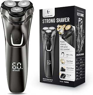 Electric Razor for Men Cordless: Wet/Dry Rotary Shaver Waterproof - USB Fast Charging & Sensitive Skin Care - Pop up Trimmer & Precision Blades Luxury Black Upgraded - Amazon product rated Grade A