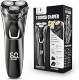 Electric Razor for Men Cordless: Wet/Dry Rotary Shaver Waterproof - USB Fast Charging & Sensitive Skin Care - Pop up Trimmer & Precision Blades Classic Black