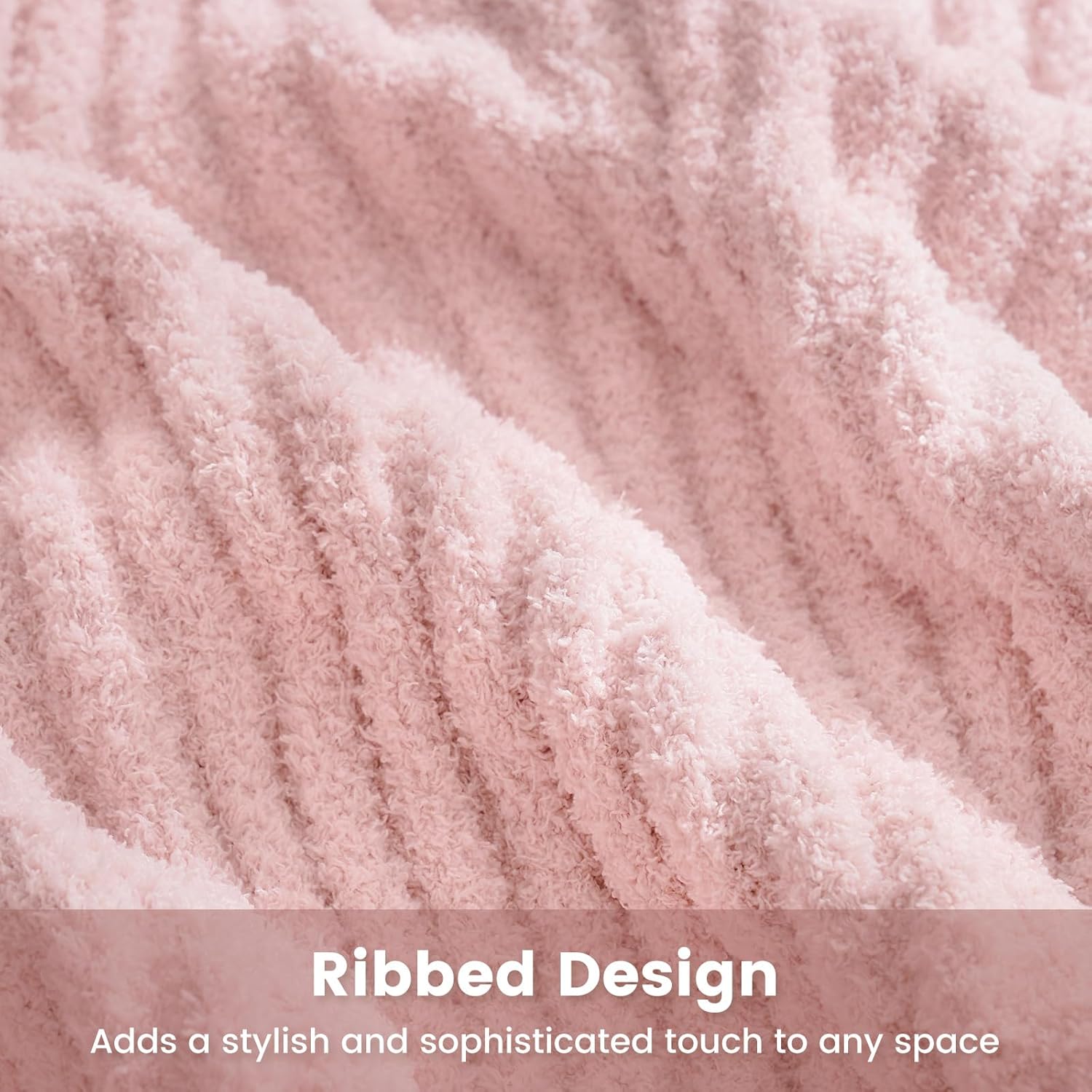 Snuggle Sac Valentines Pink Throw Blanket for Couch, Soft Cozy Ribbed Fluffy Blankets for Women, Warm Microfiber Knit Cute Throws for Girls Daughter Women Gifts for Mom, Pink, 50x60 inches - Image 9