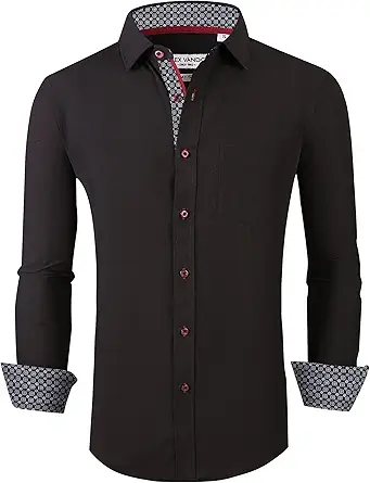 Alex Vando Mens Dress Shirt Wrinkle Free Regular Fit 4-Way Stretch Button Down Shirts