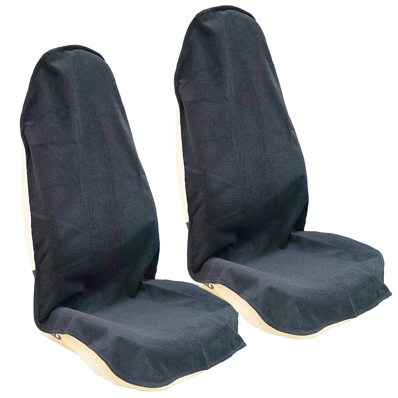 LoyaGour Car Seat Cover Protector Front Seats,for Gym Workout,Running,Swimming,Beach and Hiking,Waterproof Sweat Towel Bucket Seat Covers for Cars SUV Trucks (Black, 2Pcs)