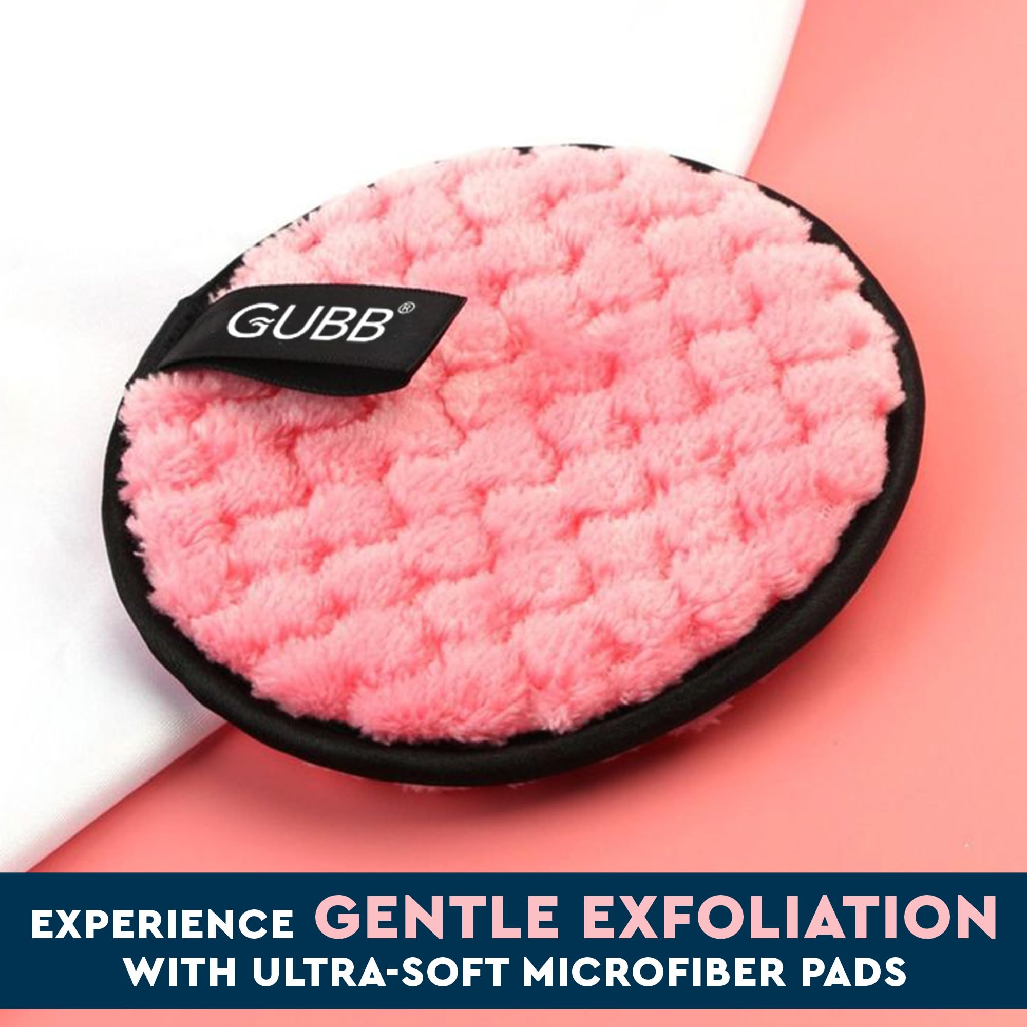GUBB Makeup Remover Pads | Soft Round Facial Cleansing Pad Towels | Double-Sided and Washable Make Up Removers | Microfiber Sponge Pads for Deep Cleansing Facial Make-up | Safe for oily, dry or sensitive skin | Pack of 2 (Purple & Pink) 1