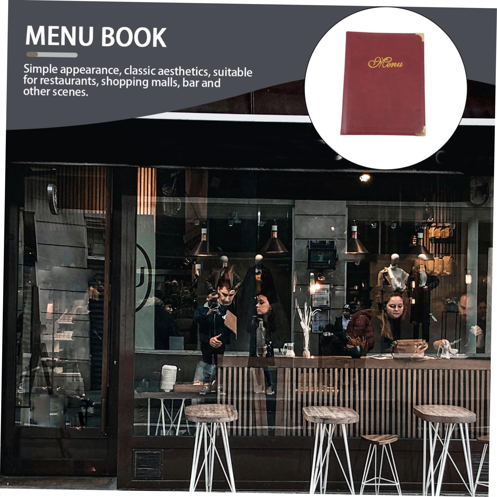COLLBATH Carpeta de Menú Cubierta de Material Sintético PU para Restaurante Diseño de Página Deslizante y Esquinas Redondeadas, Manual de Menú Práctico para Orden en Recepción y Servicio