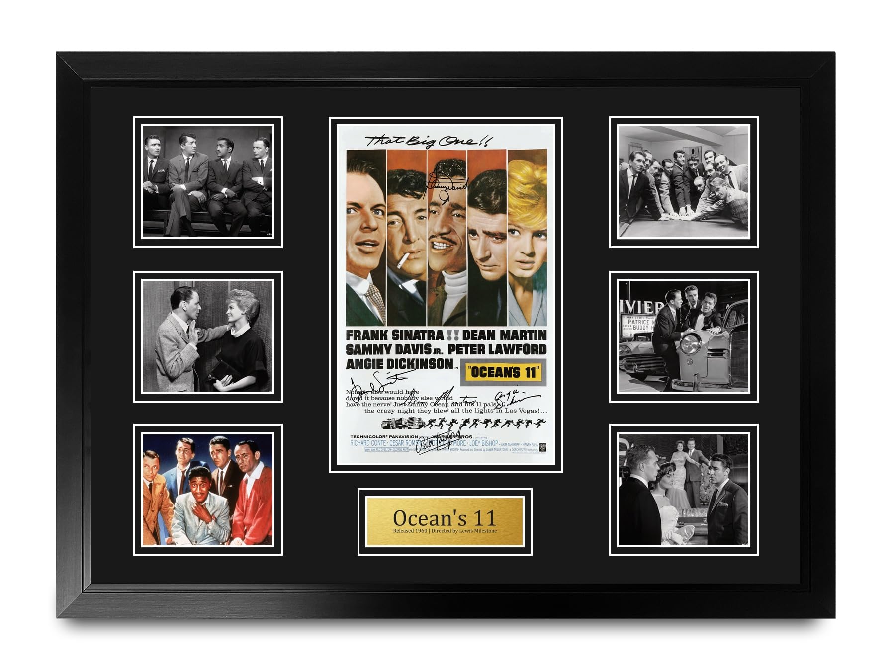 HWC Trading Ocean's 11 Podpisany Plakat Filmowy A2 Deluxe w Ramie
