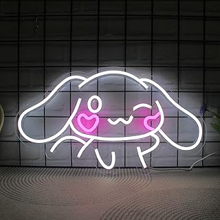 Anime Neon Sign USB Powered for Room Decor, Japanese Cartoon Character Dog Dimmable Neon Light Sign for Kids Bedroom Wall Art Birthday Gift 17.5 * 9.5 Inches