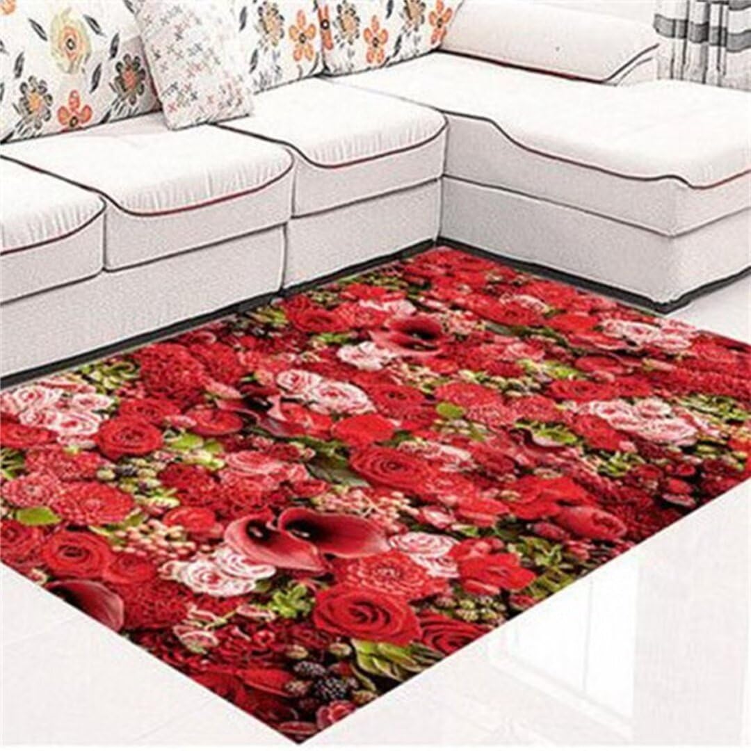 Tapis fleurs 3D grand format 200x280cm avec relief haut de gamme