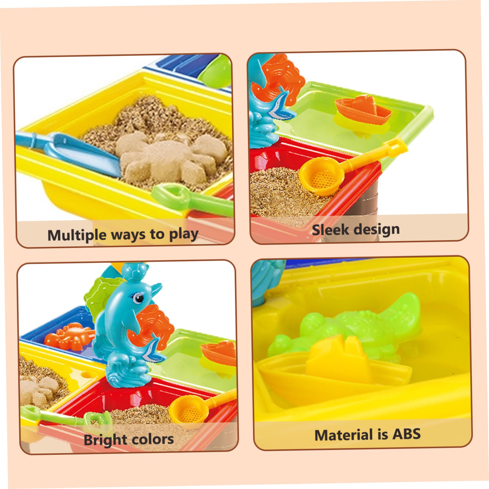Mesa de Agua para niños pequeños 1 Juego de Mesa de Arena Colorida con Lindo delfín ABS sensorial Interactivo Desarrollo Entre Padres e Hijos Agua y Arena para Playa al Aire Libre Cuadrado