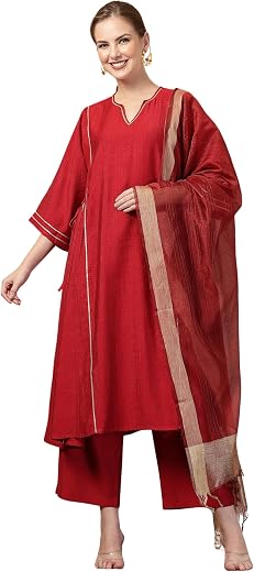 ZELENA Maternity Feeding Kurta Set with Zip for Women | 100% Cotton Pre & Post Pregnancy Kurta Set for Mothers | Nursing Kurta Set for Easy Breastfeeding with Dupatta & Pockets