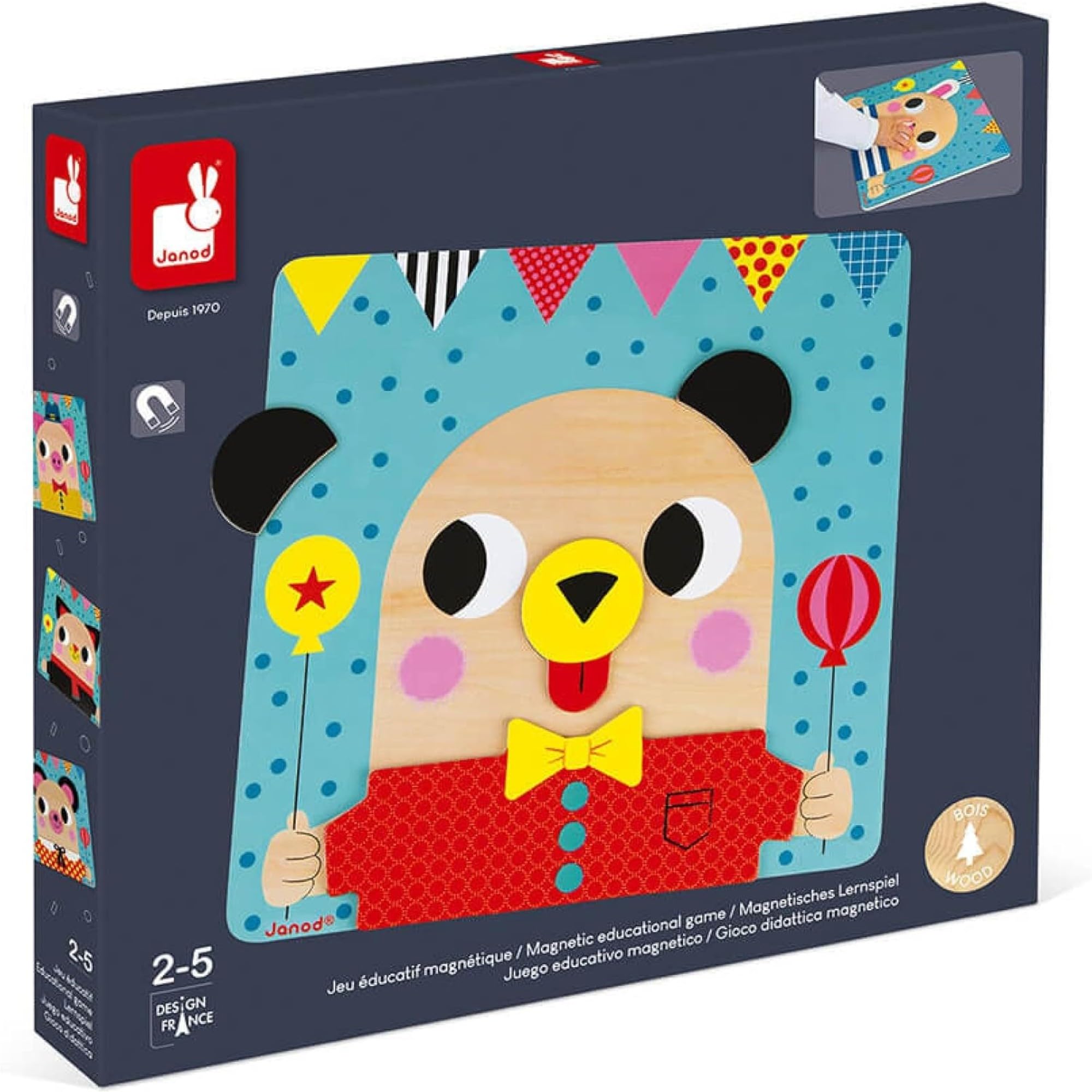 Janod - Gioco Educativo Magnetico - 30 Pezzi Magnetici Giganti - Sviluppa La Motricità Fine - Gioco Didattico In Legno - Da 2 Anni In Su, J08035-image