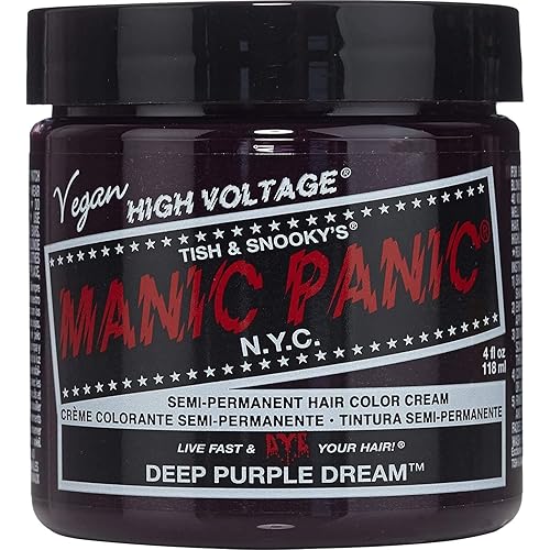 MANIC PANIC Classic Deep Purple Dream Semi Permanent Hair Color - Dark Purple Hair Dye for Women & Men That Lasts 4-6 Weeks - Vegan, Ammonia & Cruelty-Free - Create & Mix Custom Shades (4oz)
