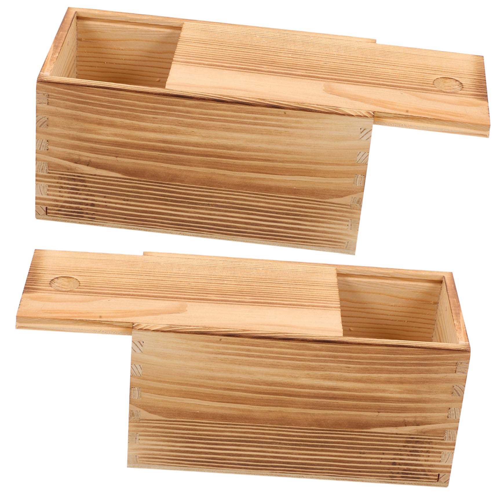 Boîte de rangement pour bijoux en bois avec couvercle coulissant lot de 2 pcs