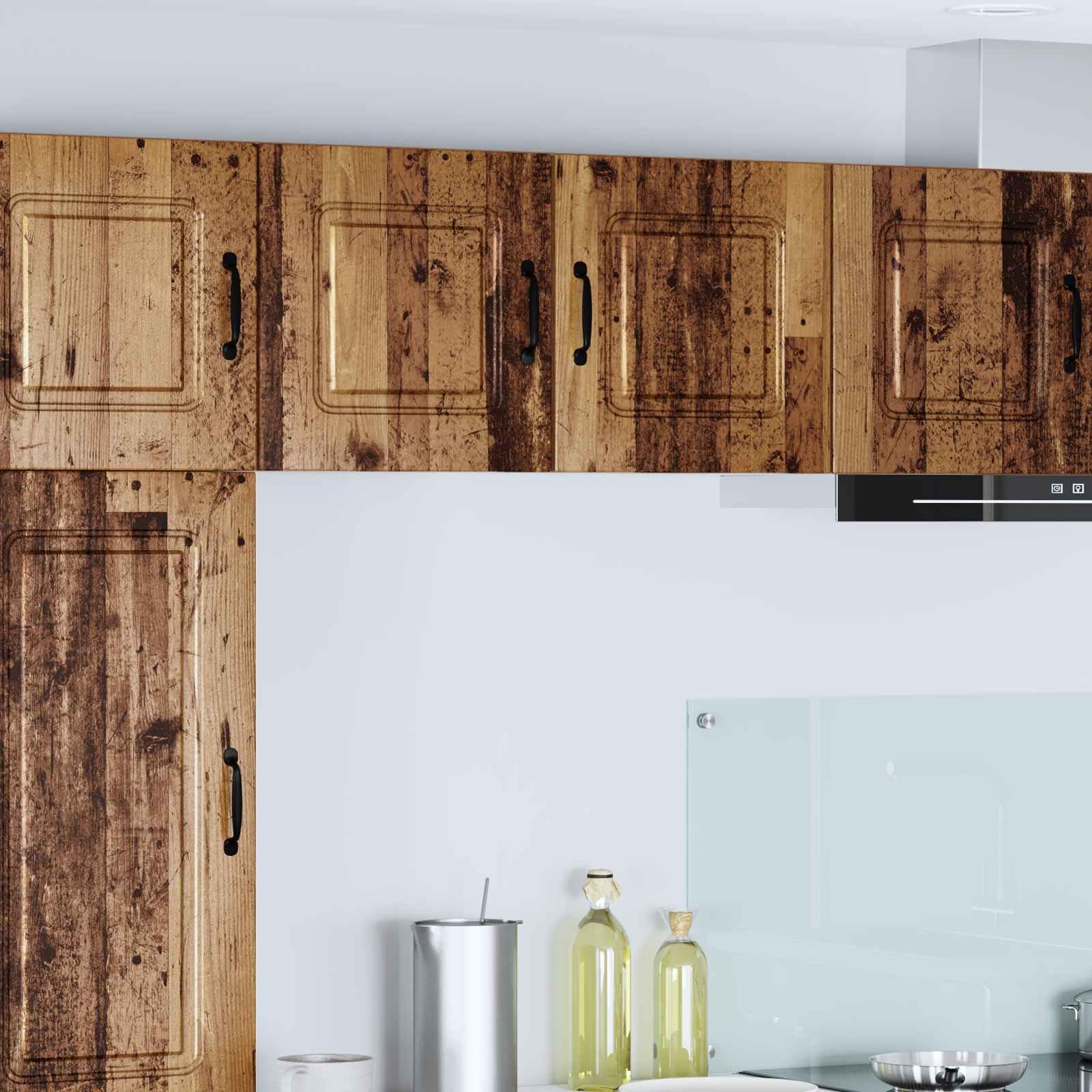 Geschirrspülerfront Kalmar Altholz aus Holzwerkstoff, 40 x 31 x 40 cm, Küchen-Wandschrank mit 2 Regalen, 1 Tür, Stauraum für Küchenzubehör, innen für Moderne Küchen