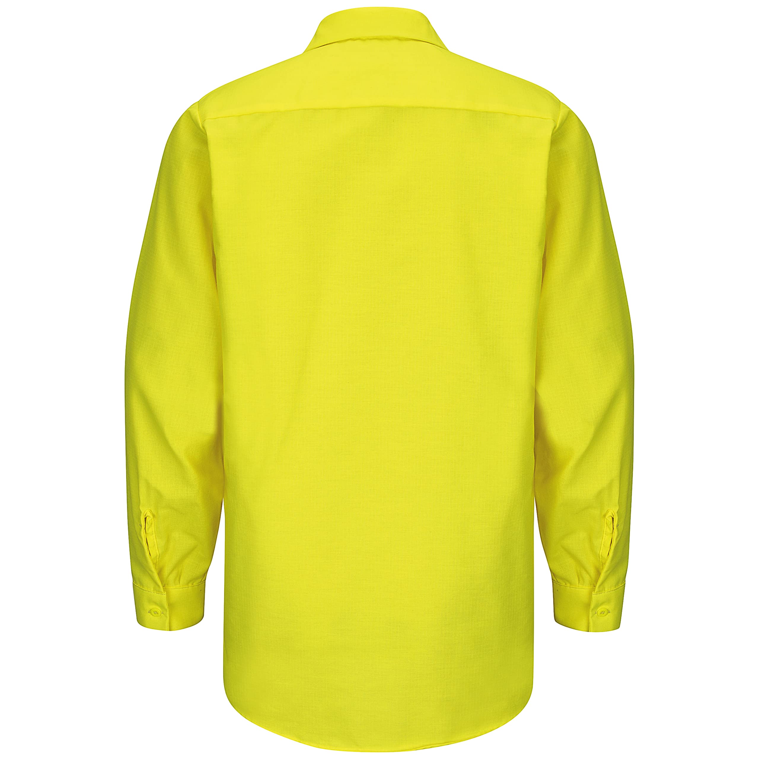 Red Kap Men's Enhanced Visibility Long Sleeve Ripstop Work Shirt, Fluorescent Yellow/Green, X-Large