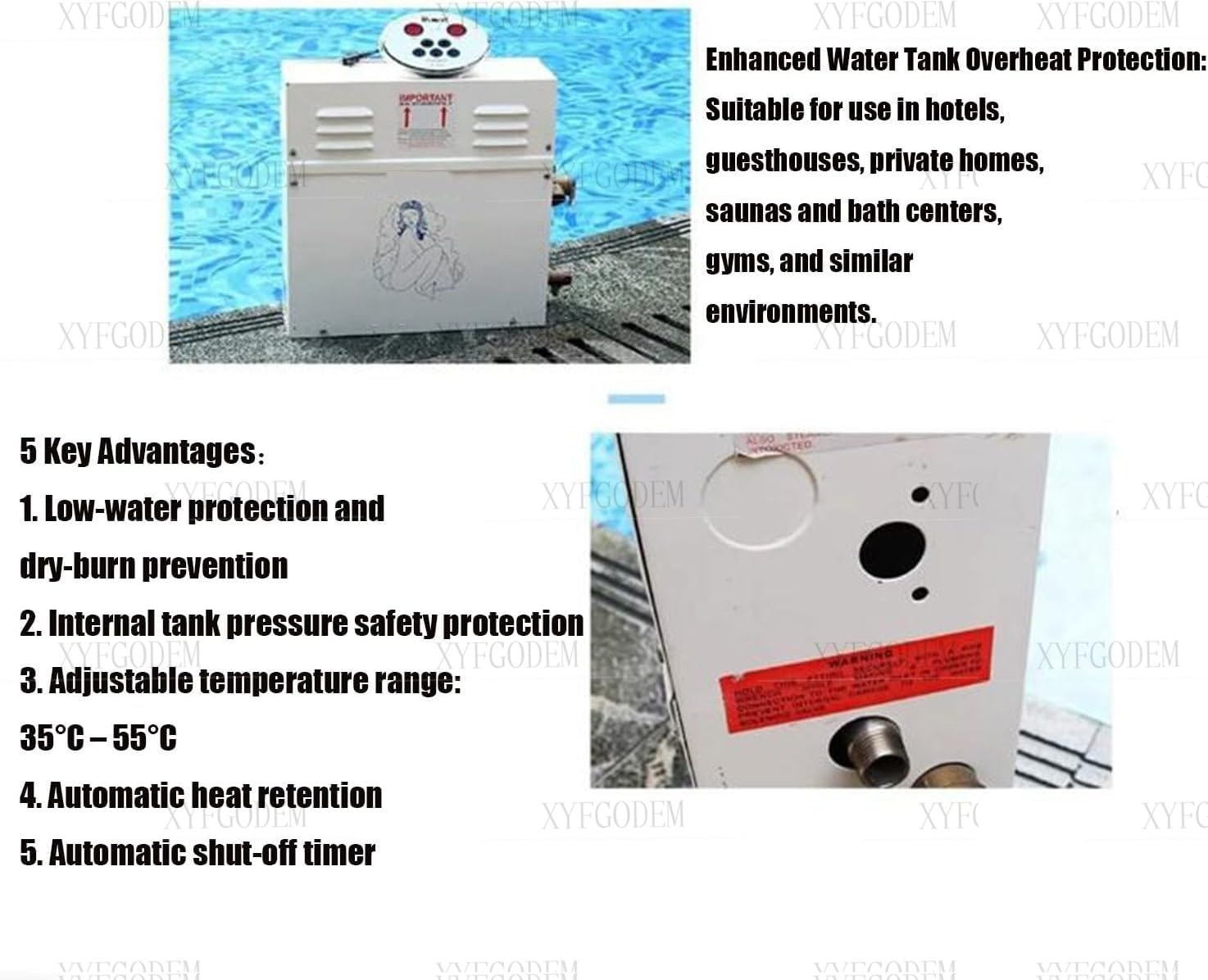 Generador de Vapor Eléctrico para Ducha y Sauna - Calentador Acero Inoxidable 304 con Control Digital Múltiples Protecciones