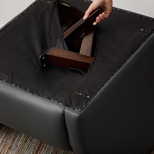 Miniatura 5 de Edenbrook Collins - Silla tapizada para sala de estar, piel sintética gris