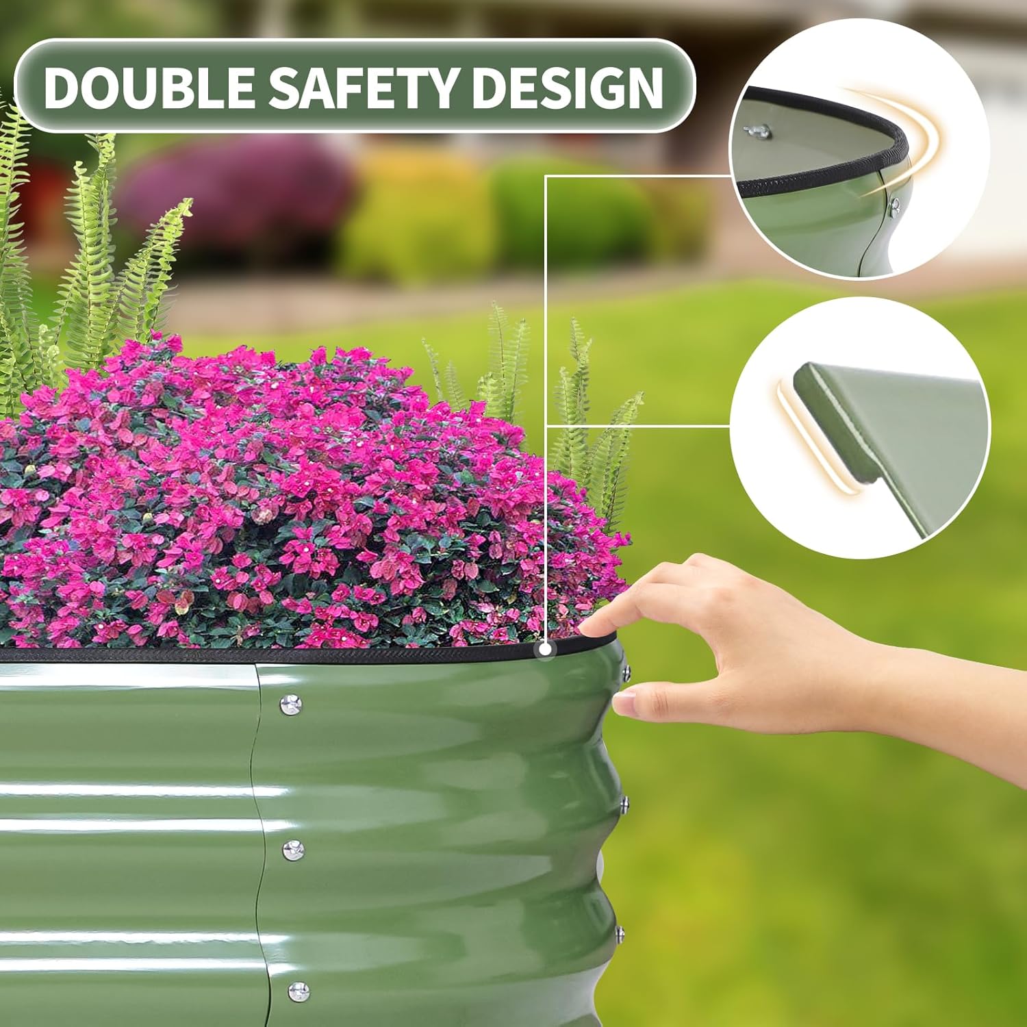 1MORE Galvanized Raised Garden Bed- Planter Garden Boxes Outdoor, Raised Beds for Gardening,Metal Garden Bed Kit for Vegetables Flower, Planter Raised Beds.8x2x1ft Green-2pcs