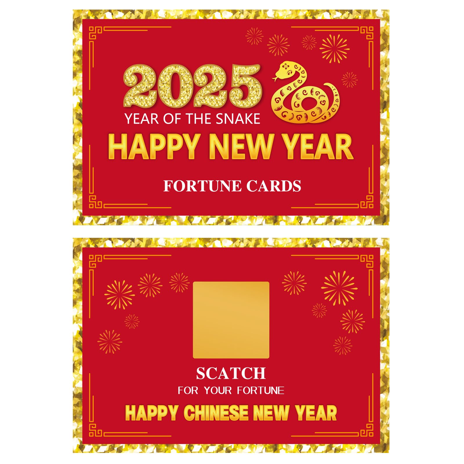 Ellzk 30 Count Chinese New Year 2025 Scratch Off Fortune Party Game Cards - Snake Decorations & Favors for Lunar New Year's Celebration Office Party