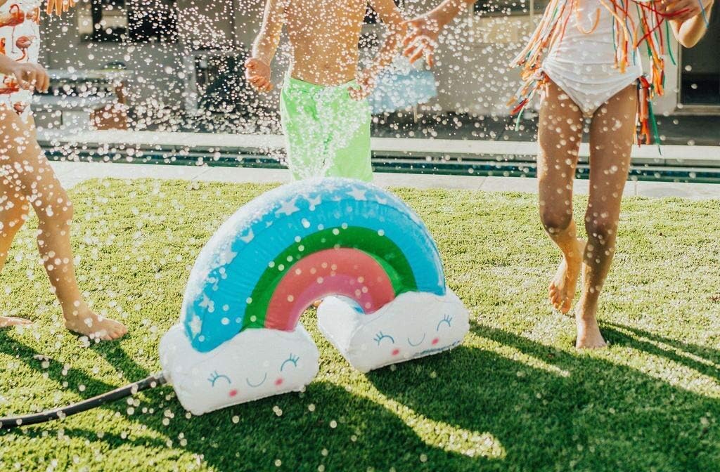 Bling 2O Rainbow Inflatable Water Sprinkler - Outdoor Water Spray Sprinkler Attaches to Any Garden Hose - Blows Up to 20 Inches (Pump Included)