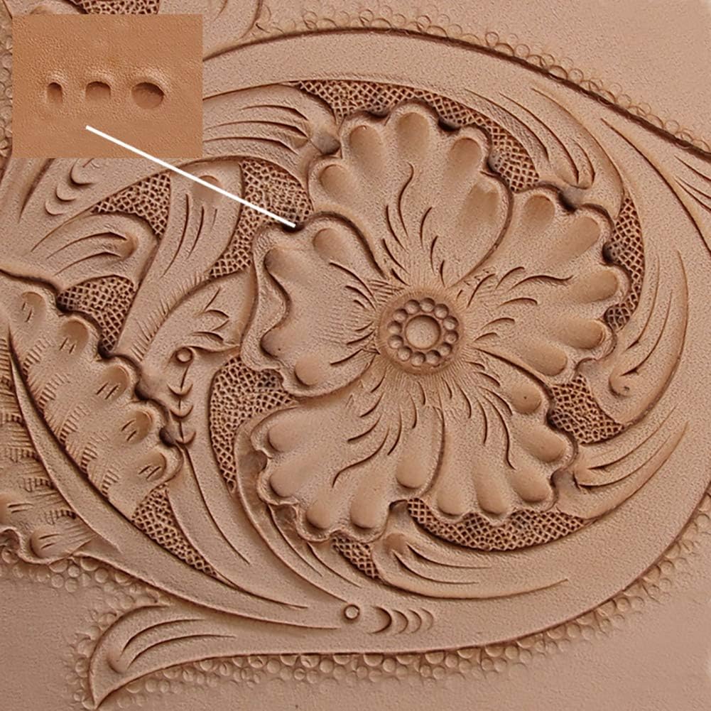 Leather Stamp Tools 304 Stainless Steel Professional Stamping Tool Leather Punch Carving DIY LeatherCrafts (Full Set 3pcs, (S+M+L))