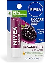 NIVEA Blackberry Lip Care, Tinted Lip Balm with Shea Butter, Nourishing Oils and Vitamin C & E, 3-in-1 Moisture, Repair (for Dry Lips) and Color, 0.17 Oz Stick
