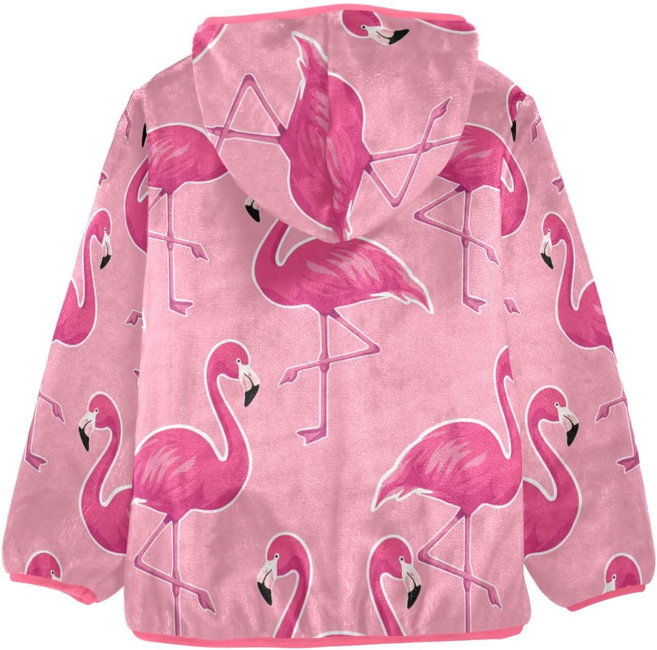 ALAZA Lovely Flamingos Black Hoodie Jacket for Girls Toddler Fleece Zip Up Coat Plush Jacket for 3 Years