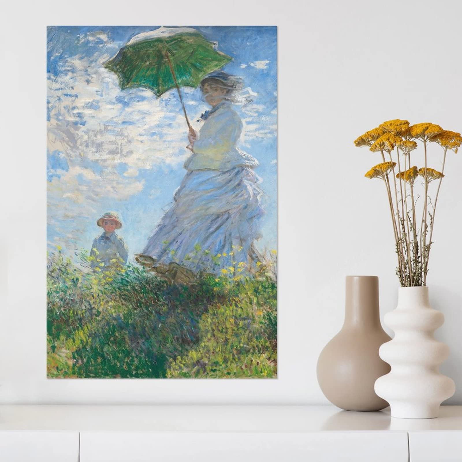 手書き油絵 クロード・モネ 日傘をさす人 額付 絵画 インテリア 油彩画 手書き油絵 クロード・モネ 日傘をさす人 額付 絵画 インテリア 油彩画