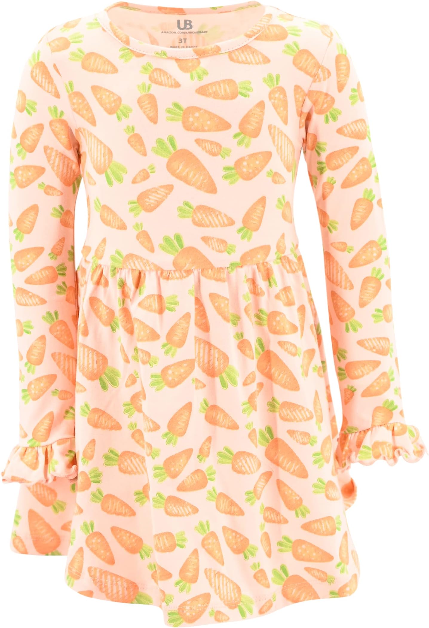 Unique BabyGirls Long Sleeve Easter Carrot Dress, Bunny Carrot, 5T