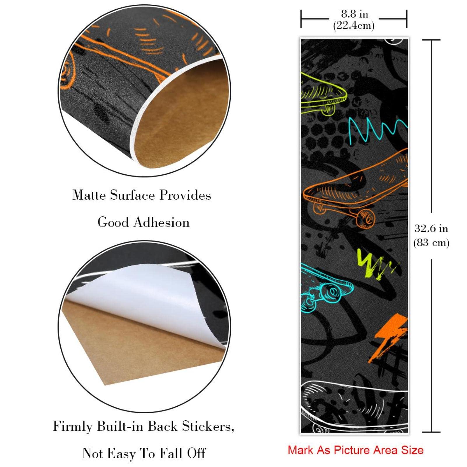 Lot de 2 feuilles de papier abrasif pour planche de skateboard