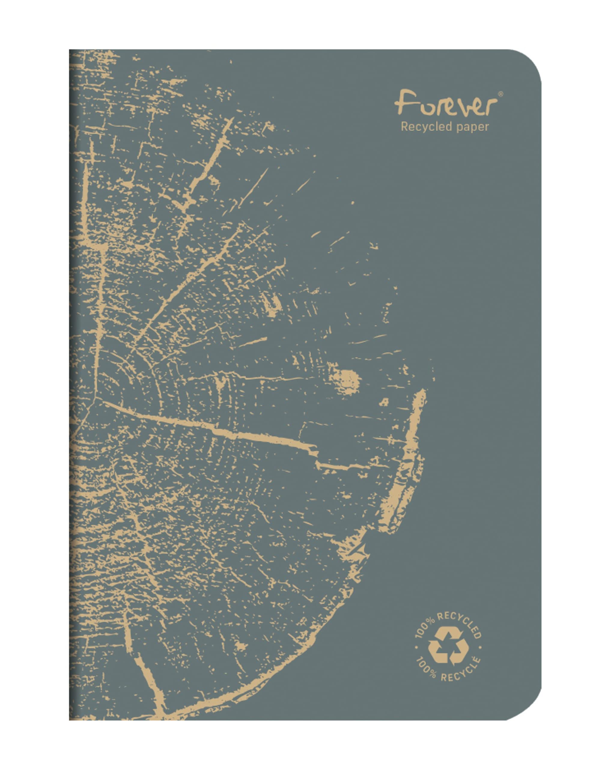 Clairefontaine 684864C A Notebook Collection Forever Stapled 100% Recycled Lead Grey - A5 14,8x21cm - 96 Lined Pages - White Paper 90 g - Recycled Card Cover