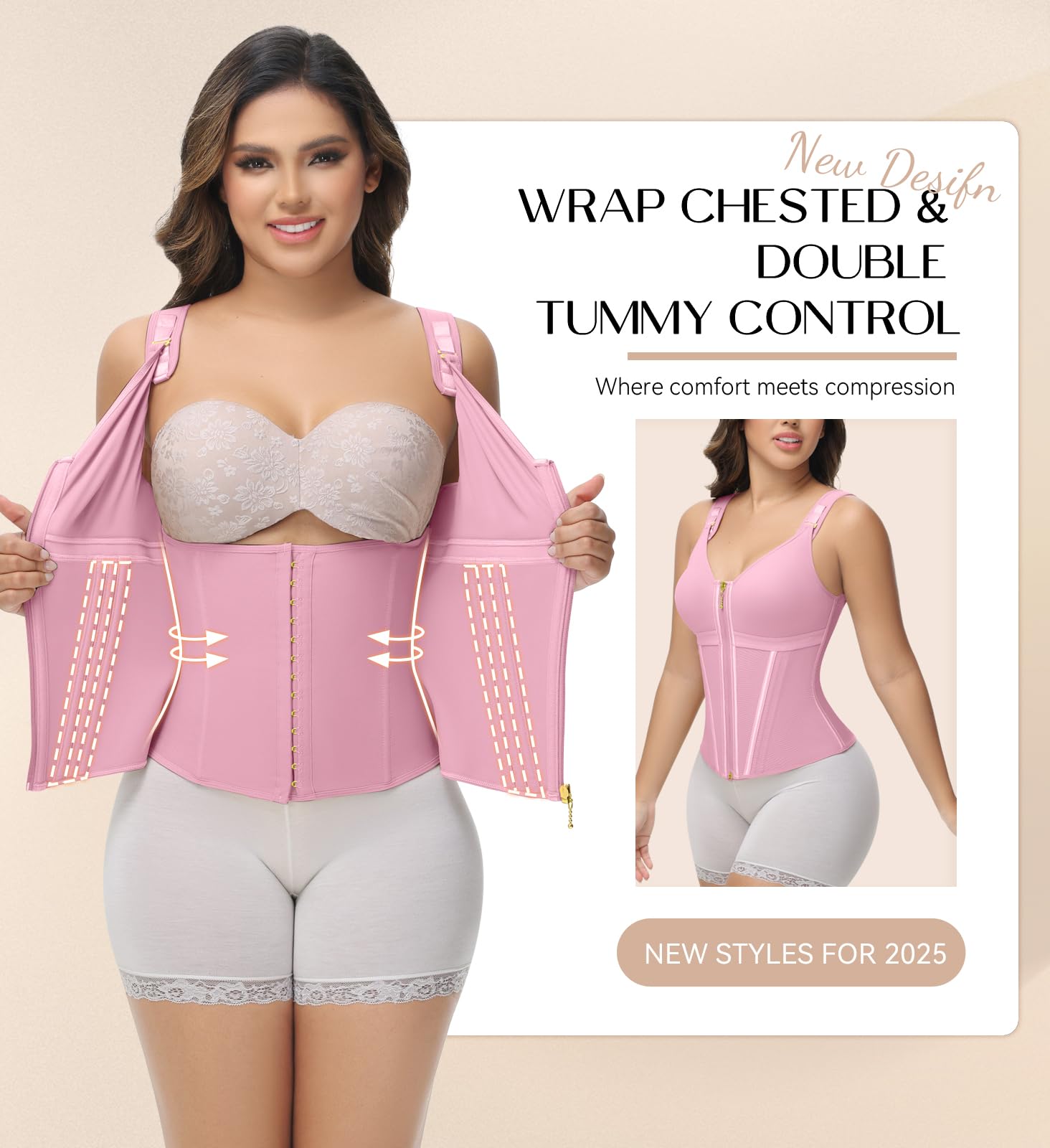 SHAPSHE Corsé de entrenamiento de cintura para mujer, control de abdomen, deportivo, entrenamiento, chaleco moldeador de cuerpo para mujer, posparto, gimnasio, cremallera y ganchos