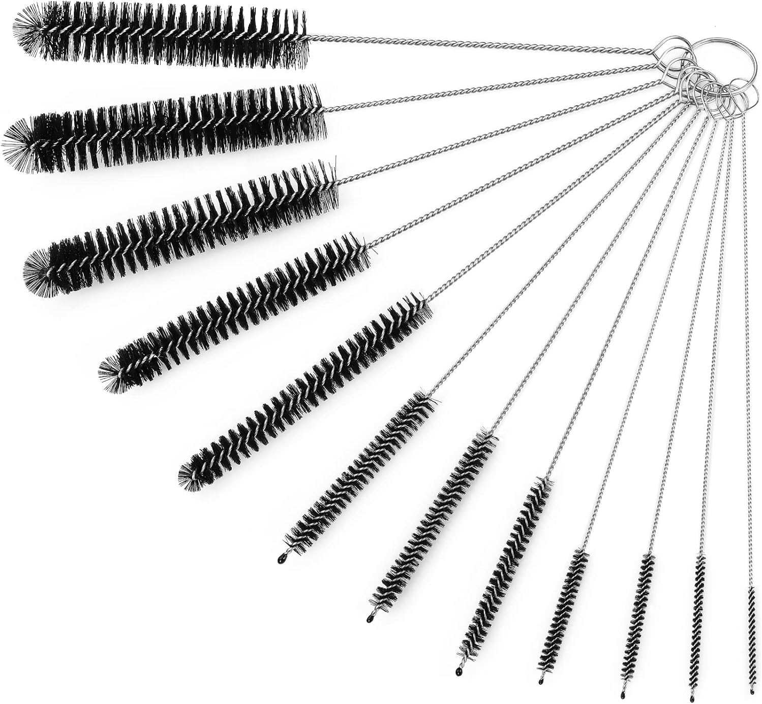 10 Pieces Long Straw Cleaner Brush Set, 8.2 Inch Botthle Cleaning Brush and Nylon Tube Brush Brush Kit for Sippy Cup, Tumbler, Water Bottle, Drinking Straw