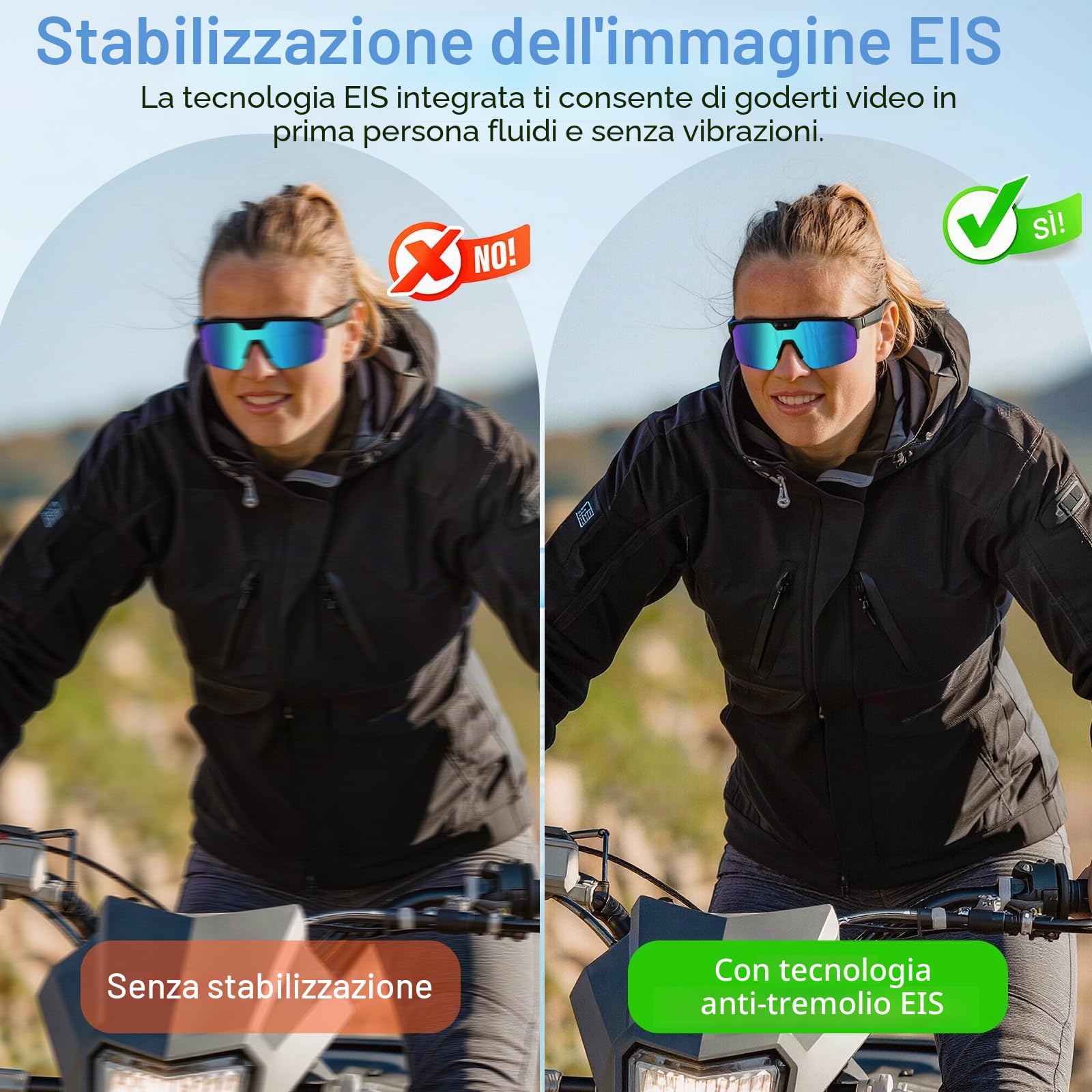 GenXenon Occhiali Intelligenti IA Con Camera, Occhiali-Camera 8 MP Con Registrazione Video, Occhiali Smart Con Altoparlanti Open-Ear, Occhiali Da Sole Con Fotocamera Per Ciclismo, MTB E Trekking