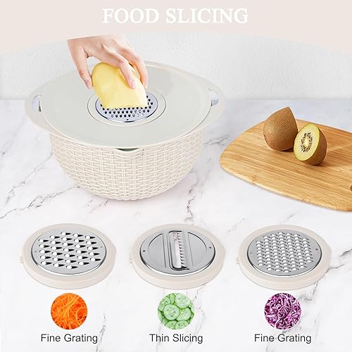 Miniatura 6 de Juego de colador 4-1 con tazón para mezclar, coladores y coladores de alimentos para cocina, colador de arroz para pasta, lavado de frutas y