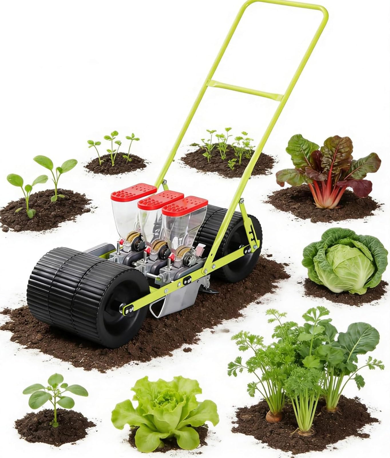 Drmoxin Garden Corn Soybean Seeder,Hand-Pushed Vegetable Planter with Adjustable Row Spacing. Portable Manual Seeder1-6 Row Configurations,for Soy Peanut Corn Cotton Soybean 3row