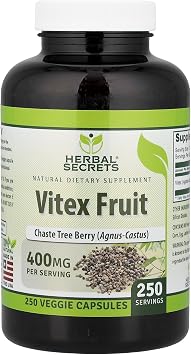 Herbal Secrets Vitex Fruit, 400 mg, 250 Veggie Capsules