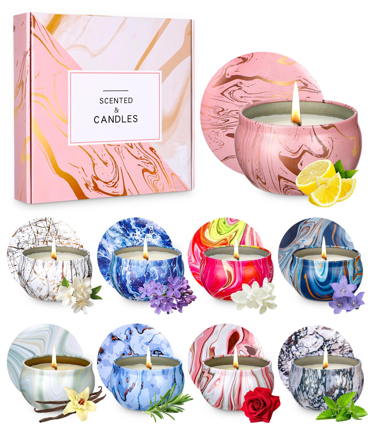 Juego de Velas Perfumadas Para Mujer, 9 Pack Velas Perfumadas de Cera de Soja,Velas Perfumadas Para el Hogar, Ideal Para Citas, Baño, Yoga, Día de San Valentín, Día de la Madre