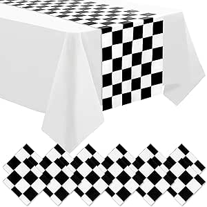 DEMIUKO 12 Pcs Chemin de Table Noir et Blanc Table de Fête à Damier Chemin de Table en Carreaux DEMIUKO 12 Pcs Chemin de Table Noir et Blanc Table de Fête à Damier Chemin de Table en Carreaux