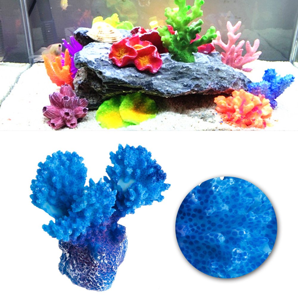 Mini Albero di Corallo Artificiale Resina Ornamento Acquario 5x3x5.5 cm