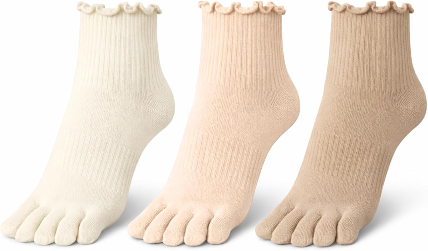 Soxsense Women’s Cotton Ruffle Toe Socks, Soft Breathable Ankle Socks with Cute Lettuce Edge, 3 Pairs