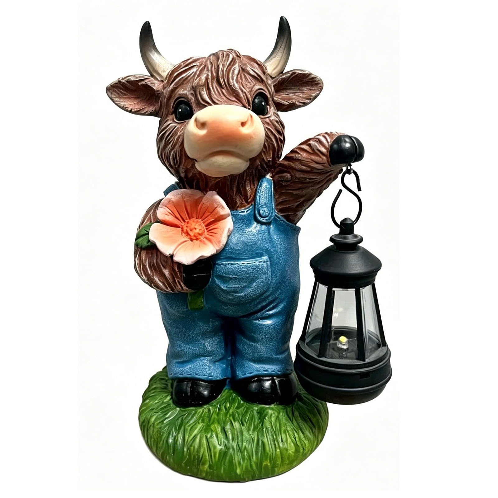 Statue di bestiame delle Highland, statuette illuminate a energia solare, divertente decorazione da giardino per cortile e patio, regali unici per gli amanti degli animali e spazi all'aperto