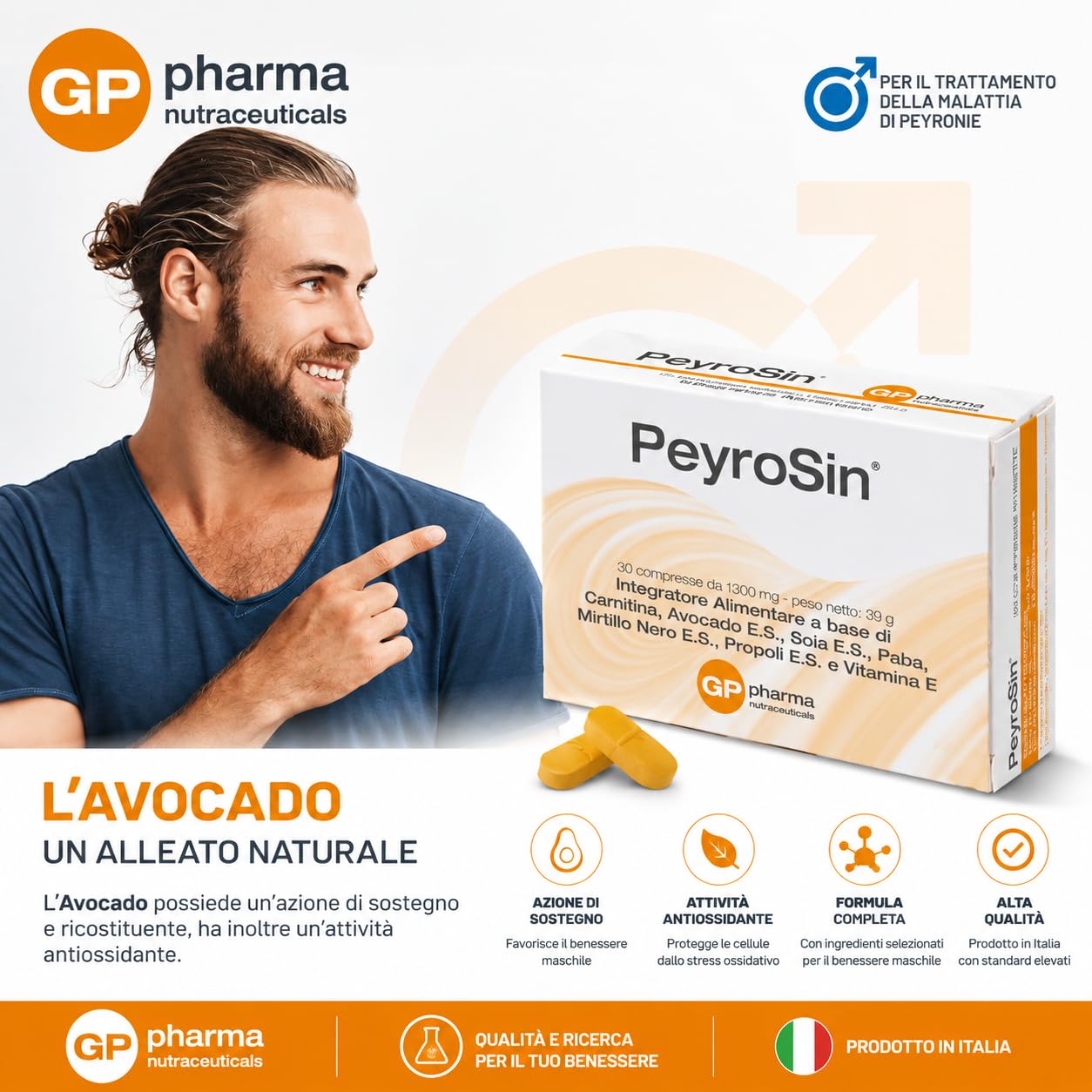 PeyroSin® – Integratore Uomo con Coenzima Q10, L-Arginina, Acetil L-Carnitina, Vitamina E, Zinco e Selenio | Supporto Antiossidante e Benessere Maschile | Formula Avanzata Made in Italy