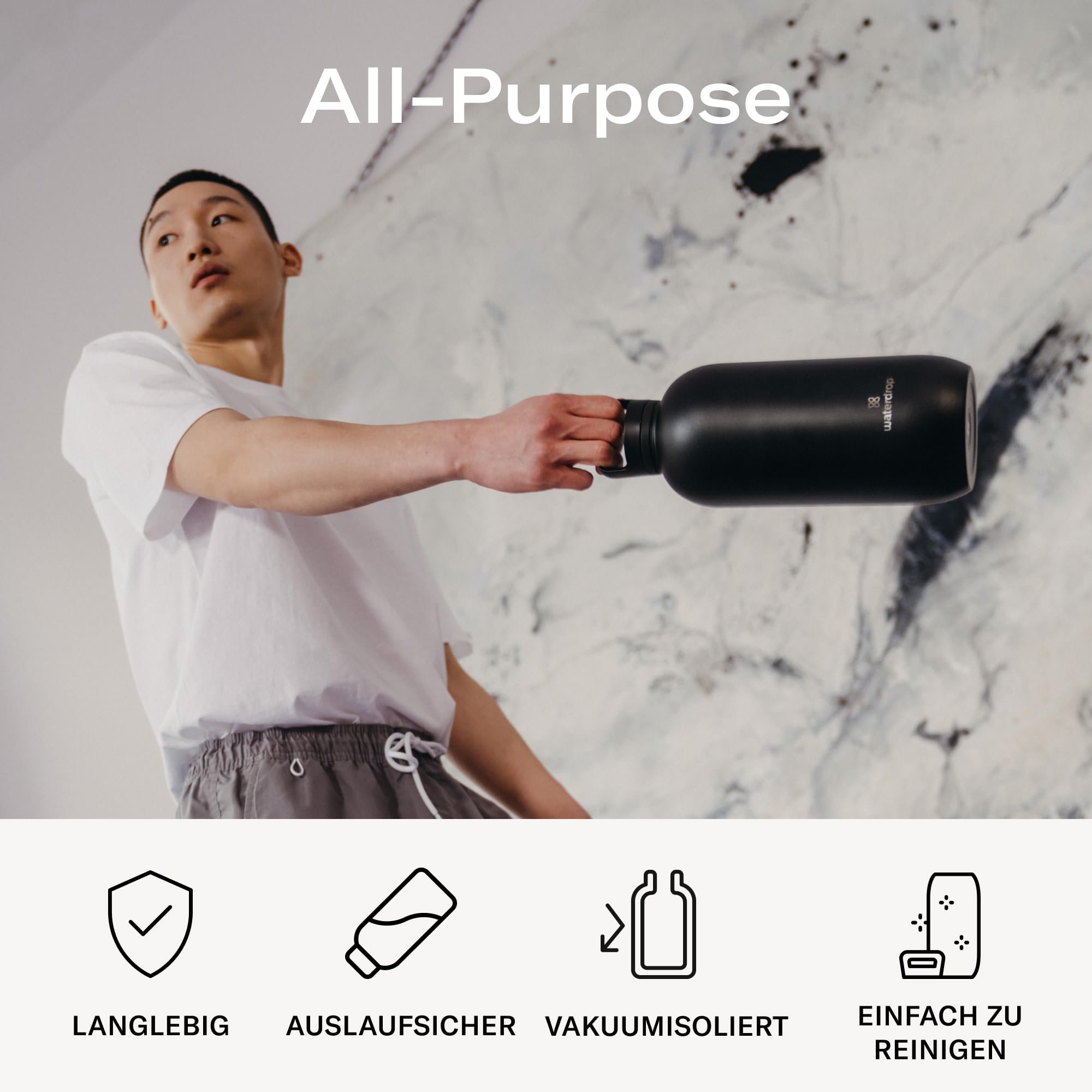 waterdrop® All Purpose Thermosflasche 1.9L. isolierte Edelstahl Trinkflasche. 24h kalt - 6h/12h heiß. auslaufsicher & bruchsicher