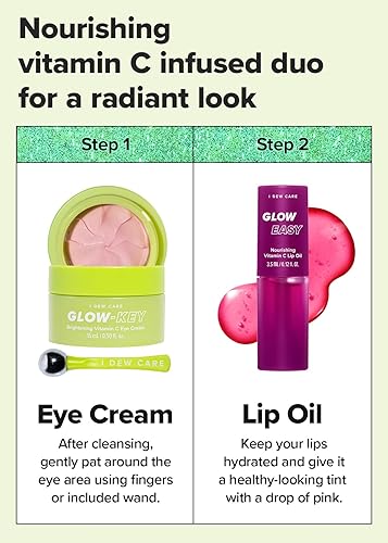 Miniatura 4 de I DEW CARE 2 To Glow Nutritiva Vitamina C Duo  Glow Easy and Glow Key  Aceite labial con vitamina C, crema para ojos, iluminador, caja de regalo
